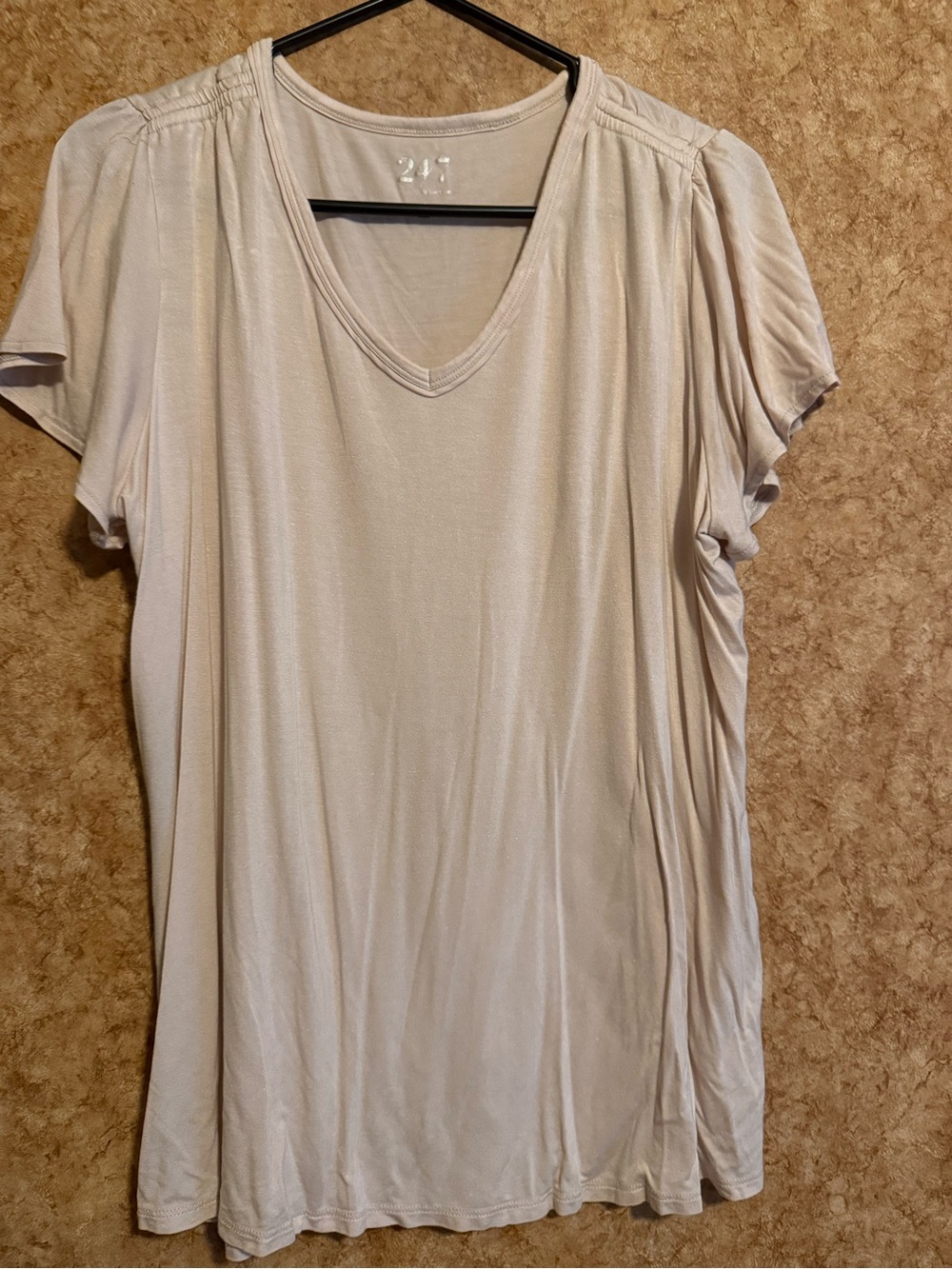 Maurice’s 24/7 Women's V-Neck Short Sleeve Top in Light Beige